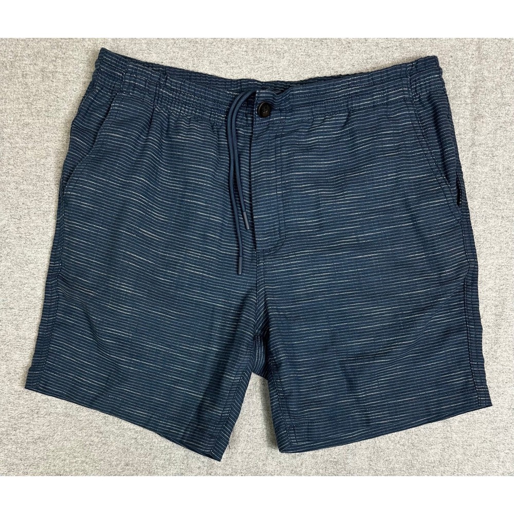 Ben Sherman Shorts Mens M Blue Striped Chino Stretch Cotton Drawstring Elastic